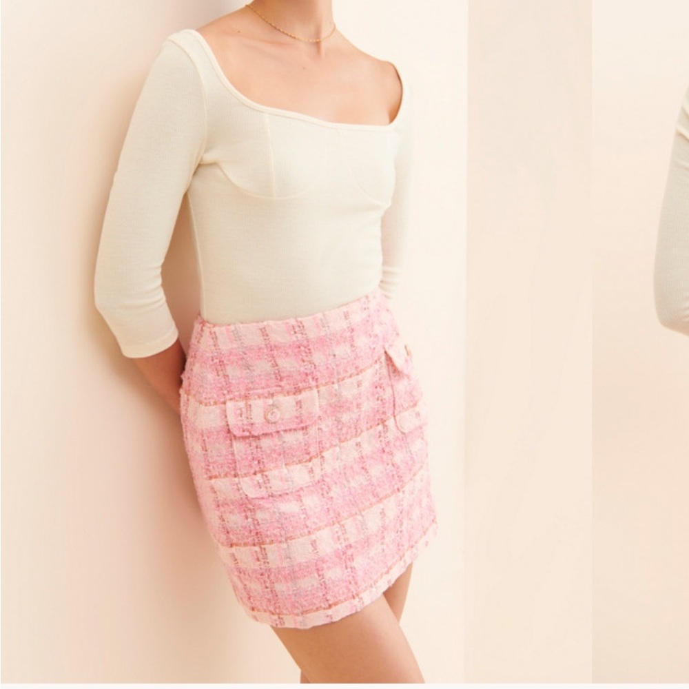Endless Rose Pink Tweed Pencil Skirt